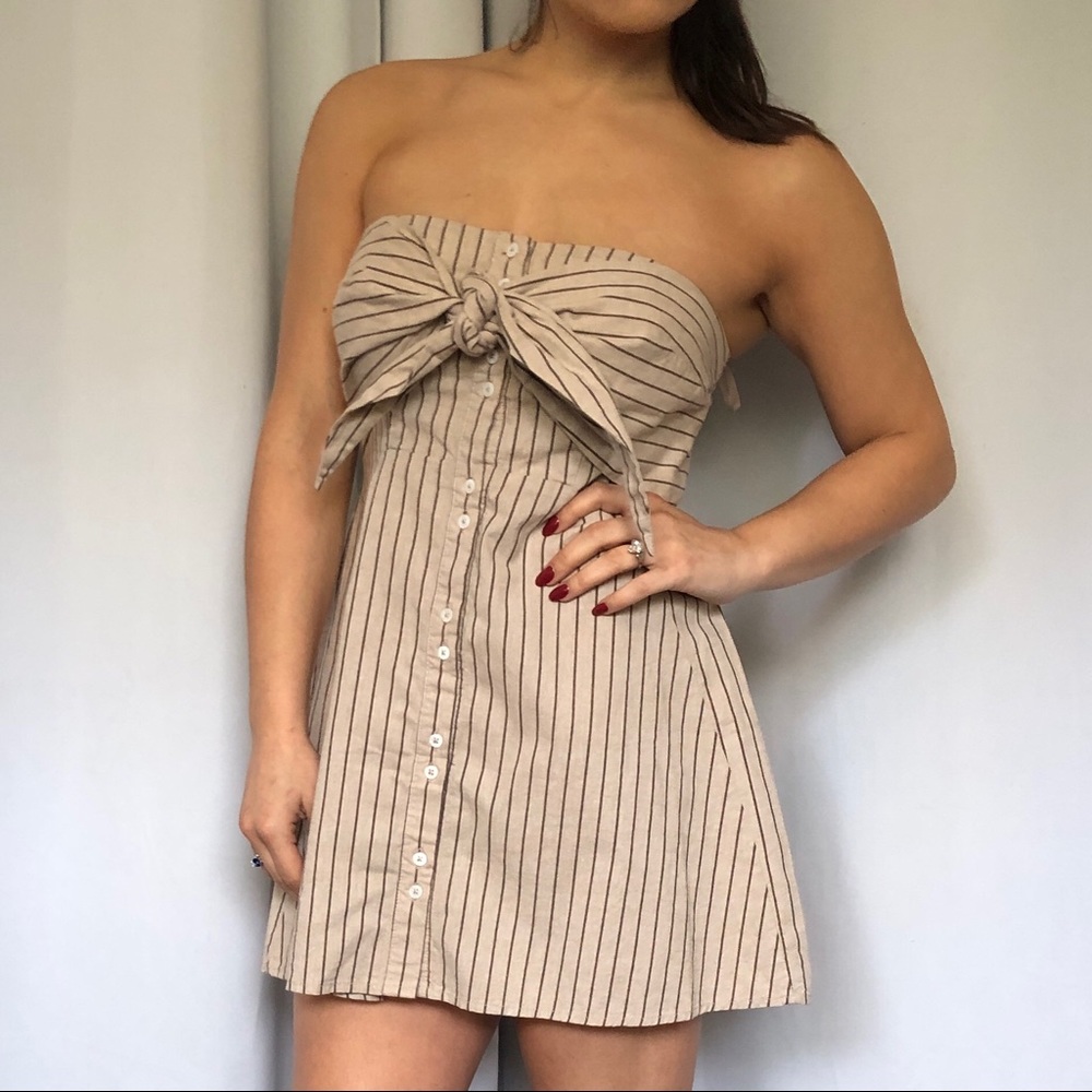 Free People Tie Front Strapless Mini Dress